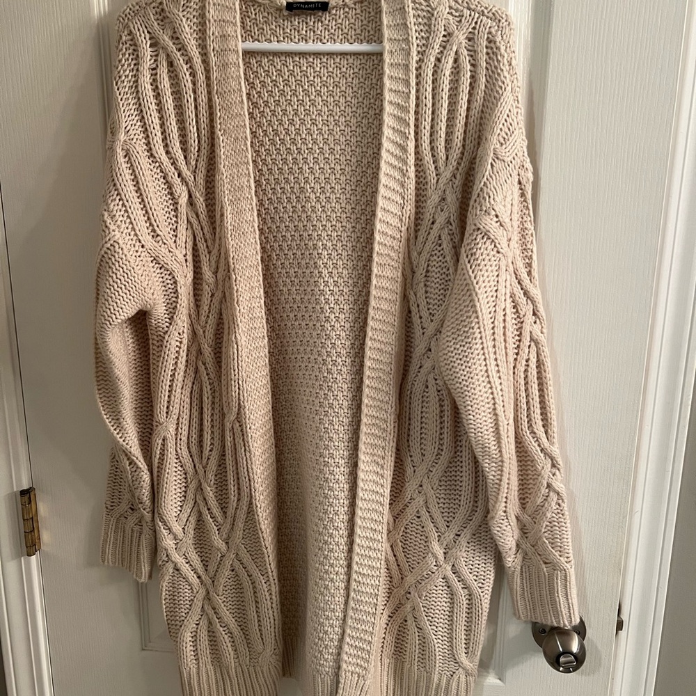 Dynamite cable knit cardigans x2 black cream